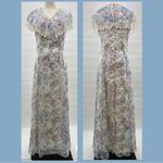 Jessica McClintock Vintage Floral Garden Lace Trim Maxi Prom Bridesmaid Dress Photo 4