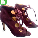 Nine West "UNFORGETTABLE" PURPLE SUEDE LACE UP BOOTIE STILETTO HEELS (6M) Photo 0
