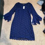 Connected Apparel Dark blue sparkly lace midi dress three quarter sleeve never worn Photo 1