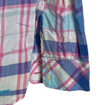 Talbots Womens Button Up Shirt Size Medium Pink White Plaid 100% Cotton LS Photo 3