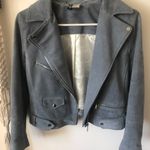 H&M Blue Suede Crushed Velvet Moto Jacket Blazer Photo 1