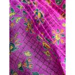 Green Sewn Patchwork Scarf Handmade from Vintage Silk Saris 70" X 24" Photo 7