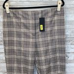 Gianni Bini NWT‎  Womens 12 Pants Alora Brown Beige Plaid Split Flat Front Y2K Photo 3