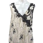 BCBGMAXAZRIA  Women's White Black Floral Sleeveless Asymmetric Tunic Blouse Top M Photo 0
