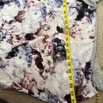 ZARA Womens Linen Floral Blouse Small Gray Roses Long Raglan Sleeve Pullover Photo 6