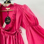 NEW byTiMo Bubble Wrap Crinkled Puffed Shoulder Blouse Pink Med Peasant Coquette Photo 6