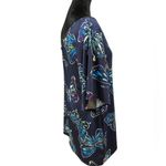 Vibrant Avon Y2K Butterfly One Sleeve Ruched Coverup Swimsuit Mini Dress Blouse Photo 4