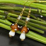 Handmade  Mushroom Lampwork Beads Drop Earrings Photo 1