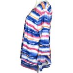 Alfred Dunner Womens Top Size M Blue Pink Striped Watercolor Print Rhinestones Size M Photo 3