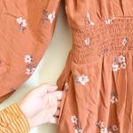 American Eagle  Orange Floral Long Sleeve Pocket Romper Size Medium Photo 4