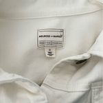 Melrose and Market White Denim Jacket Size Medium Cropped Distressed With Pocket Photo 12