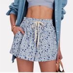 Apiece Apart  High Waist Floral Blue Shorts Size Large Photo 3