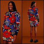 Farm Rio ππ Vintage Forest Blue Sweater Dress ~ Vintage Forest Blue Small S NWT Photo 5