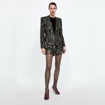 ZARA  BLACK BLAZER VELVET EMBROIDERED GOLD SEQUINS COAT JACKET TRINNY - Large Photo 4