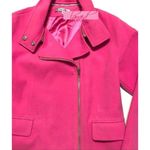 Jennifer Lopez Faux Wool Coat Hot Pink Fuchsia Moto Motorcycle Long Edgy Jacket Photo 3