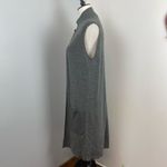 Worth Gray Wool & Leather Sleeveless Open Front Cardigan Duster Vest Small Photo 4