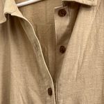 Womens XL Romper Shorts Linen Jumpsuit Classic Resort Elegant Preppy Boho Cruise Tan Photo 3