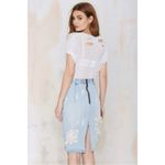 One Teaspoon Free Love Denim Distressed Pencil Skirt in Salty Wash Size 25 Photo 1