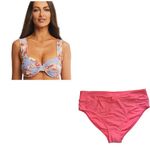 Time & Tru Floral purple coral Bikini swimwear set size large 12-14 swimsuit Photo 1