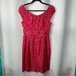 Milly  Silk geometric pink retro sheath dress size 4‎ Photo 3