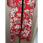 Liz Claiborne Career Med Liquid Jersey Top Red Floral Stretch Beach Resort Vacay Photo 2