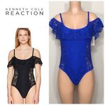 Kenneth Cole Reaction V-Neck Crochet Swim Suit. Photo 1