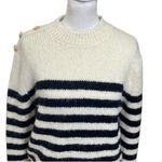 ZARA  NWT Striped Knit Pullover Sweater Women’s Size Medium Button Shoulder Photo 1