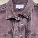 Dear John  Purple/Maroon Denim Button-Up Jacket with Embroidered Aztec Details Photo 2