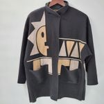 Vintage Osgood Smük Jacket Womens OS Black Felted Wool Beige Suede Sun Coat 80s Size undefined Photo 2