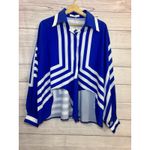 Commense Womens Oversized Long Sleeves Royal Blue TOP Blouse Size Small Photo 1