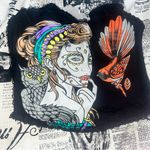 Black Tube Top with Colorful Graphic Design Size M Photo 1