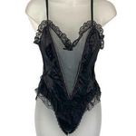Vintage Emil Bole Lingerie Lace Mesh V Neck Bodysuit Bridal Black Size M Photo 0