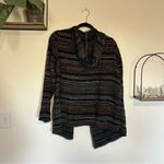 Soft Surroundings Open Front Long Sleeve Cardigan Striped Hooded OverSized XS Photo 1