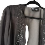 SL Fashions Sheer Embellished Vintage Y2k Jacket Womens Medium Beaded Sequin Black Photo 1