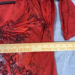 M by Amour XL Top Graphic Angel Wing V Neck 3/4 Sleeve Red Embellished Stretch Photo 8