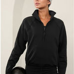 Athleta  M Altitude Half Zip Sweatshirt Womens Medium Black Fleece Lined Photo 0