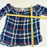 Cloth And Stone Blue Plaid Off The Shoulder Homestead Top Anthropologie Sz M Photo 3