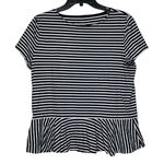 Talbots Womens Top Size Medium Navy Blue White Striped 100% Cotton Pullover Photo 0