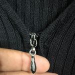 Rena Rowan  Petite Large Ribbed‎ Knit Black Sweater Full Zip Holiday Retro Y2K Photo 3