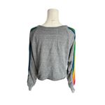 Aviator Nation  - Bolt Cropped Classic Crewneck Heather Navy Neon Sz M Photo 4