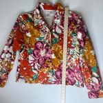 Coldwater Creek Floral Button Front Jacket Large Colorful Boho Cotton Artsy Photo 6