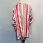 Main Strip Women Pink Striped Summer Beach Tunic Wrap Up Kimono Size Medium Photo 11