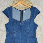 Free People Lia Stretch Denim Mini Dress Cap Sleeve Bodycon Stretch Size SP Photo 4