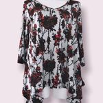 JPR Floral Knit Handkerchief Hem Sweater Top, Red Plus Size 1X New w/Tag Photo 1