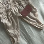 Storia NWT Champagne Plunge Neck Silky Top Photo 2