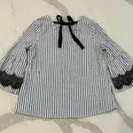 Prómesa Promesa Striped Bell Sleeve Lace Blouse V Back Women’s Size Large Photo 3