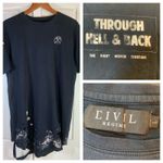 Civil Regime Through Hell & Back Distressed Grunge Rave Dress Large Bleach Rips‎ Black Photo 1