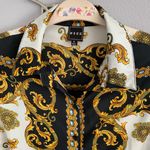 Black & Gold Baroque Print Shirt Photo 3
