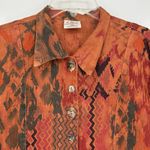 Vintage CMC Boho Western Linen Button Up Shirt Orange Southwestern Art Sz S Photo 1