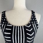 Madewell x Giejo Scoop Neck One Piece Swimsuit Size Large Black White Low Back Photo 1